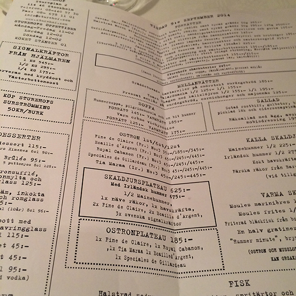 Sturehof_Restaurant Stockholm Menue