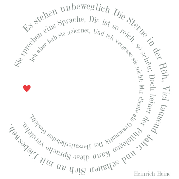 Trixi Gronau Hochzeitskarte mit dem Gedicht Du bist wie eine Blume von Heinrich Heine