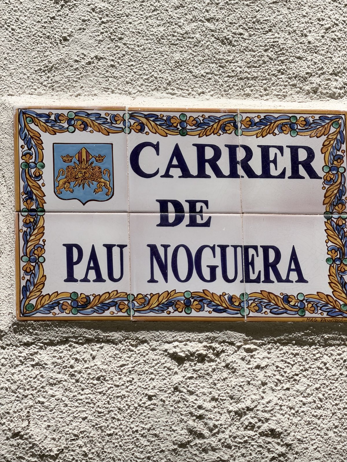 Strassenschild Kachel Carrer de Pau Noguera Soller