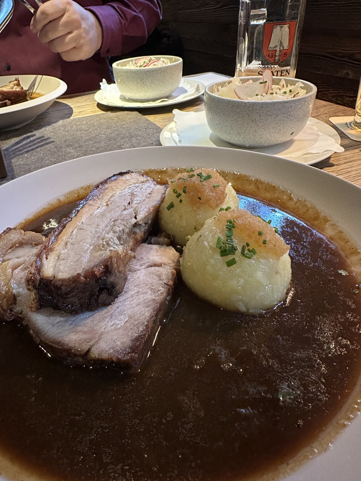 Pork roast with dumpling at Emmeransmuehle Munich