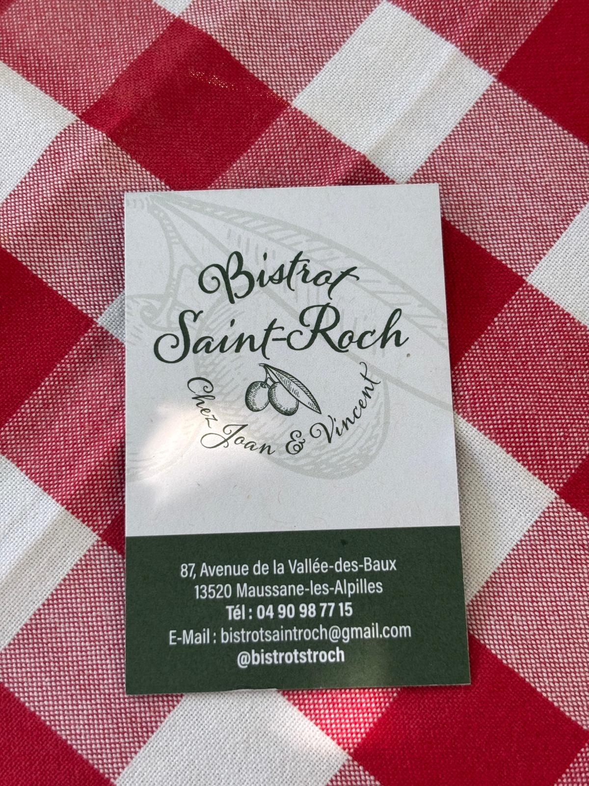 Visitenkarte Bistrot Saint Roch Chez Joan und Vincent Maussane