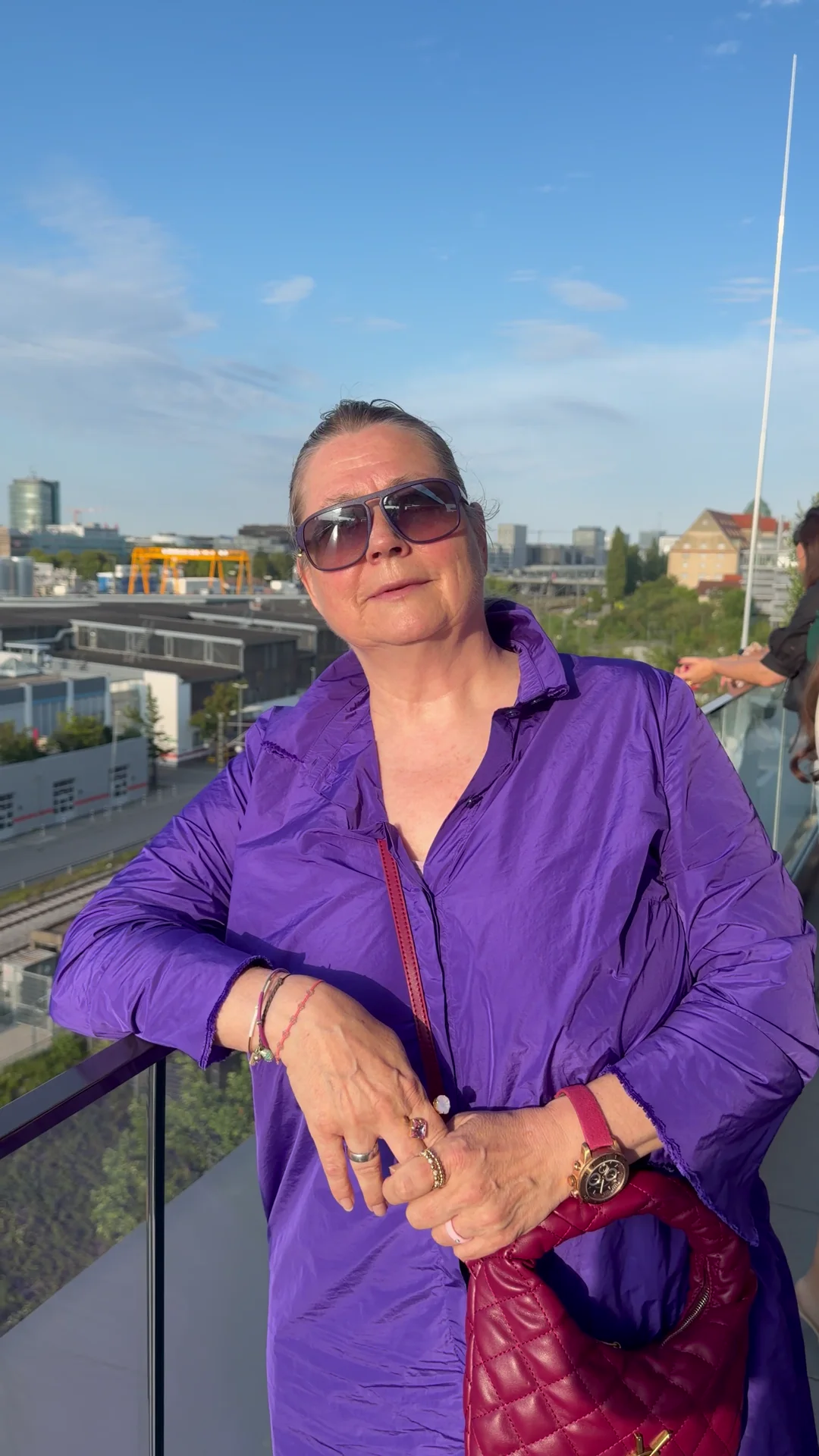 Corinna Gronau at a rooftop fashion party above Munich