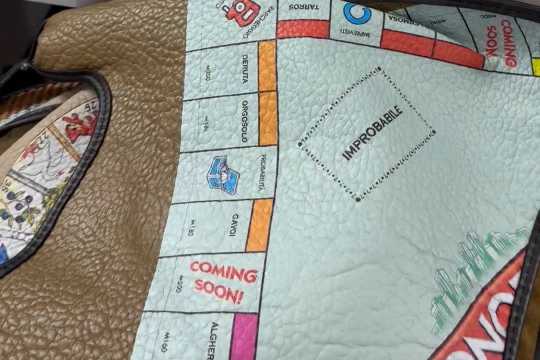 Bag by Anita Bilardi with a printed Monopoly board